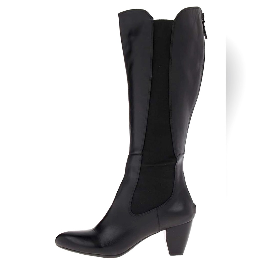 Naturalizer Etton Leather Fabric Knee High Boots 10 Black Stretch Comfor…